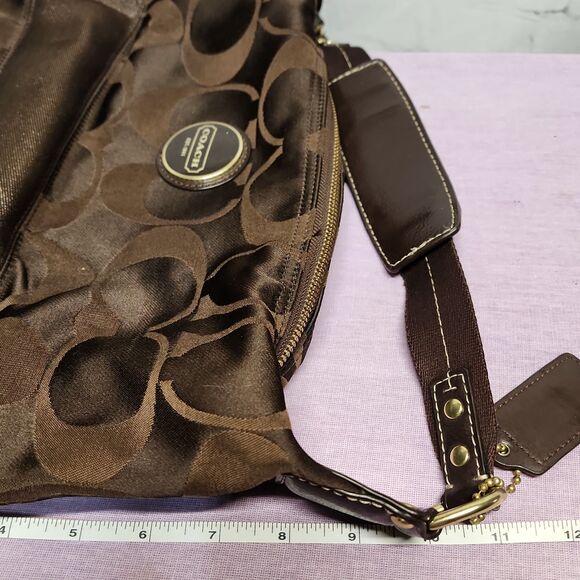 Coach Signature C's Stripe Sateen hobo shoulder bag - Picture 7 of 8